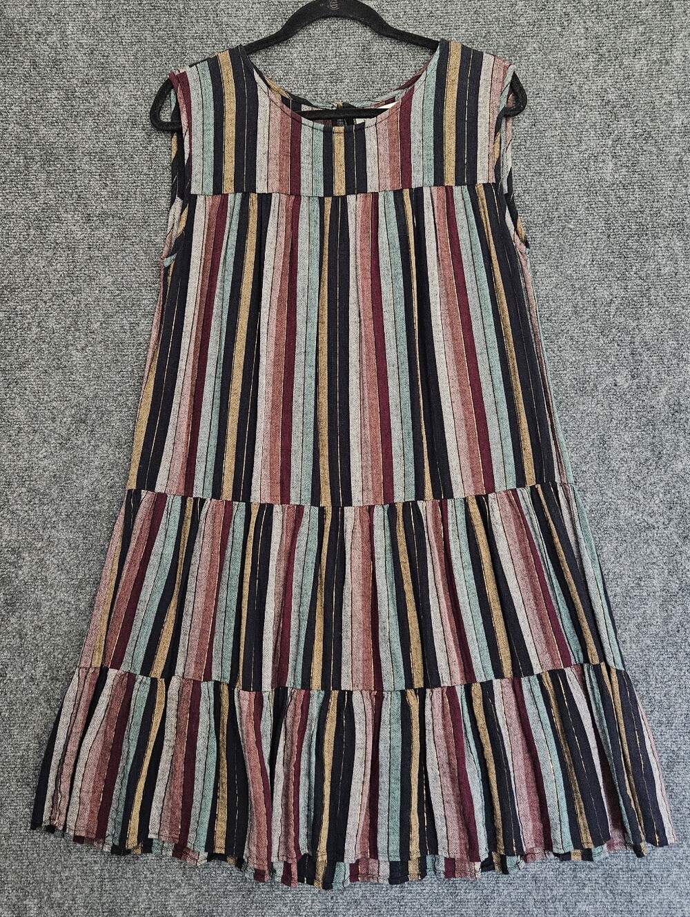 NWT Velvet by Graham & Spencer Striped Tiered Dress  Size Medium